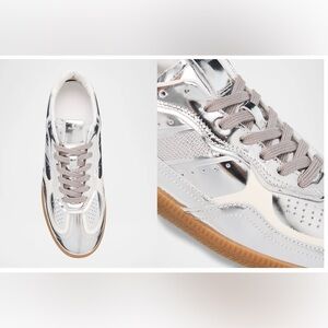 Alohas Rife Shimmer Silver Cream Leather Sneakers